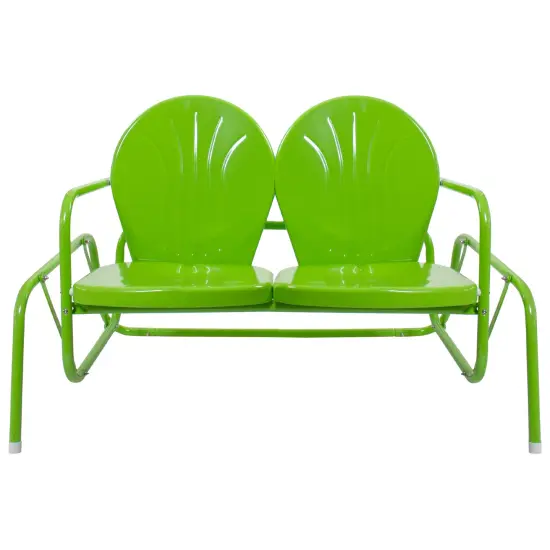 Northlight 48.25" Outdoor Retro Metal Tulip Double Glider Patio Chair, Lime Green {1}