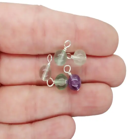 Fluorite 6mm Bead Dangles, Small Gemstone Charms, 10 pieces, Adorabilities {2}