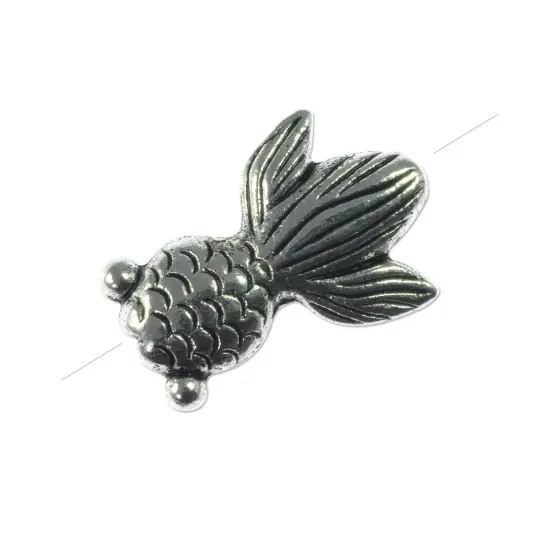 Goldfish Bead 23x26mm Pewter Antique Silver Plated (1-Piece) {1}