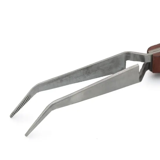 Curved Tip Cross Locking Soldering Tweezers {2}