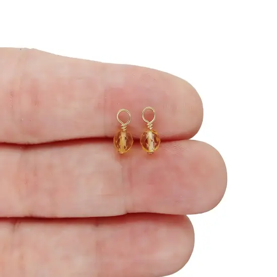 Tiny Citrine Charms with 14K Gold-Filled Wire, 2 pieces, Adorabilities {3}