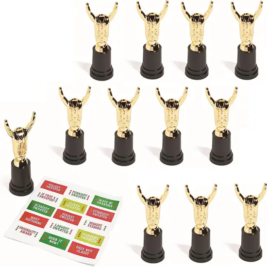Fun Express Ugly Sweater Costume Trophy for Christmas - 12 Pieces {3}