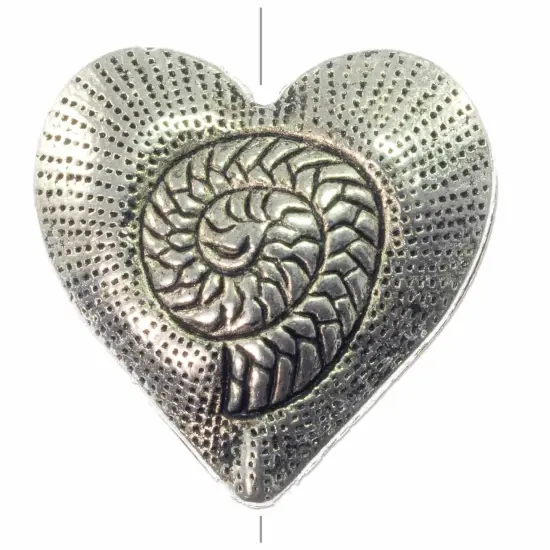 Coiled Heart Bead 30x31mm Pewter Antique Silver Plated (1-Piece) {1}