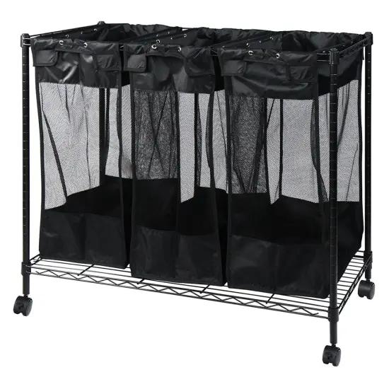 Oceanstar Triple Storage Organizer and Laundry Sorter Black {1}