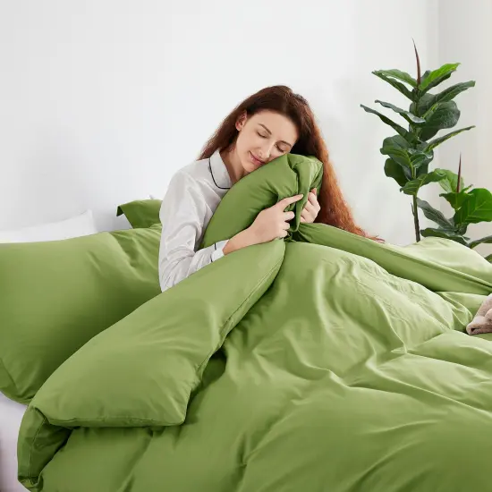 Nestl Double Brushed Microfiber Duvet Cover Set Calla Green {3}