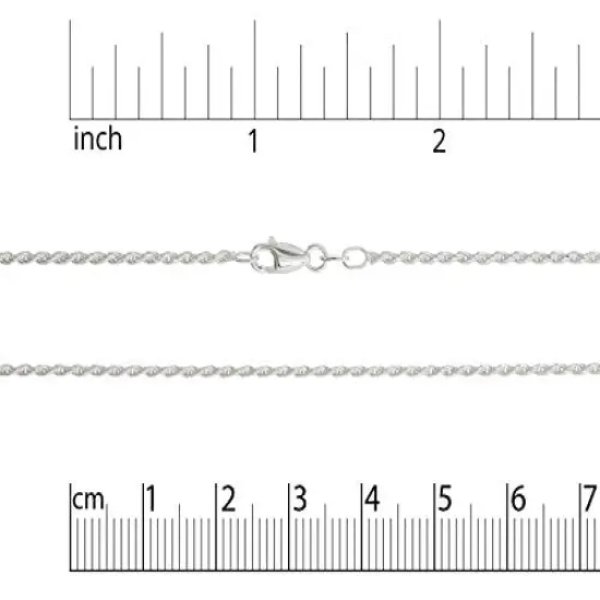 JewelrySupply Rope Chain Diamond Cut 1.7mm 16" Sterling Silver (1-Pc) {1}