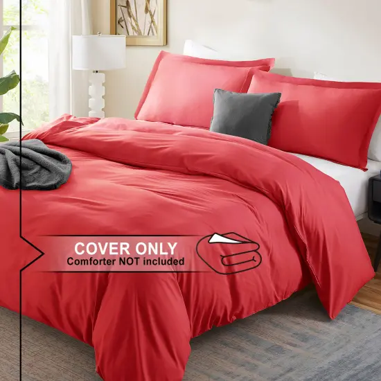 Nestl Double Brushed Microfiber Duvet Cover Set Red {2}