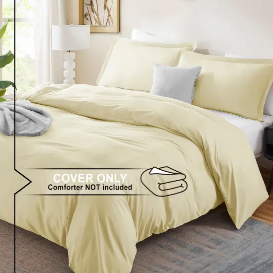Nestl Double Brushed Microfiber Duvet Cover Set Vanilla Yellow {2}