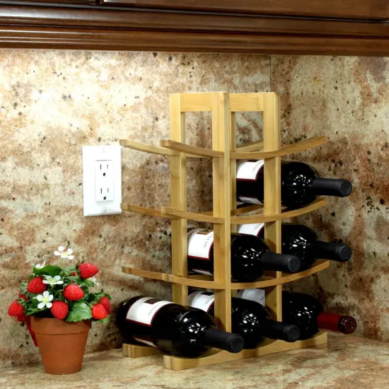 Oceanstar 12-Bottle Natural Bamboo Wine Rack Brown {2}