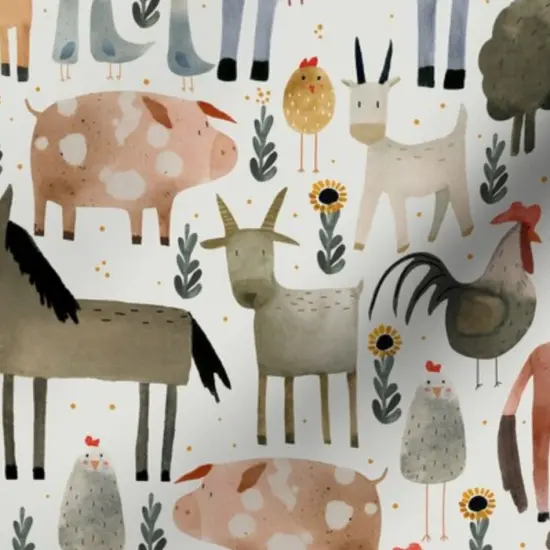 Various Fabrics by the Yard or Fat Quarter Horses Donkeys Cows Rooster Ranch Whimsical Sheep Pig Sunflowers Custom Printed Fabric by Spoonflower {7}