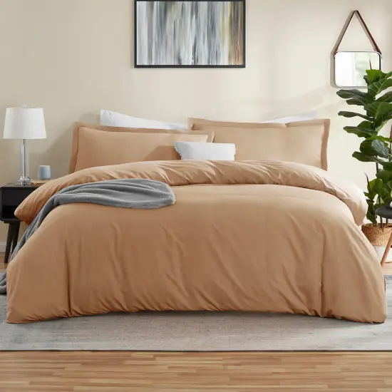Nestl Double Brushed Microfiber Duvet Cover Set Mocha Brown {1}