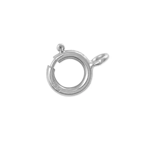 Spring Ring Jewelry Clasp 14 Karat Solid White Gold 6.0mm {1}