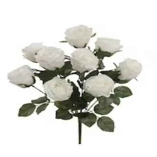 20" White Rose Bush - 12-Pack, 9 Silk Flowers with Lifelike Foliage, Elegant Floral D&eacute;cor, Perfect for Arrangements & Events - Ideal for All Seasons, Floral Home by Artificial Flowers {1}