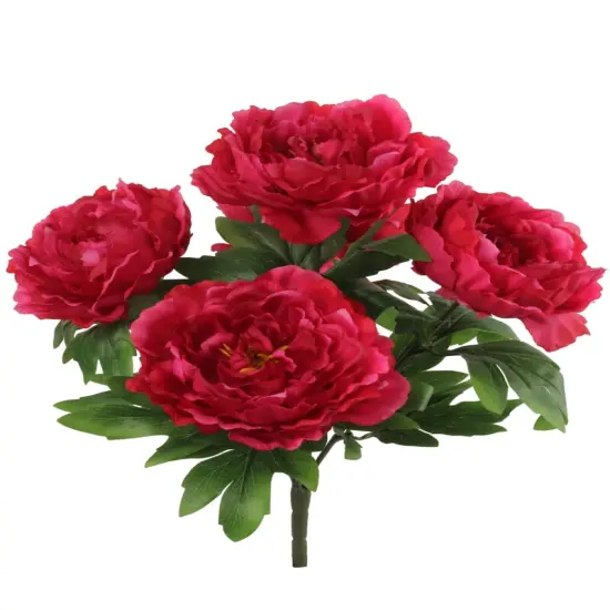 20" Burgundy Artificial Peony Bushes - 12-Pack, 5 Silk Flowers with Lush Foliage, Home D&eacute;cor - Ideal for Arrangements, Events - Rich Seasonal Charm, Floral Home by Artificial Flowers {1}