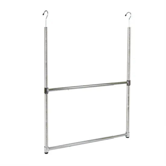 Oceanstar 2-Tier Portable Adjustable Closet Hanger Rod, Chrome Silver {1}
