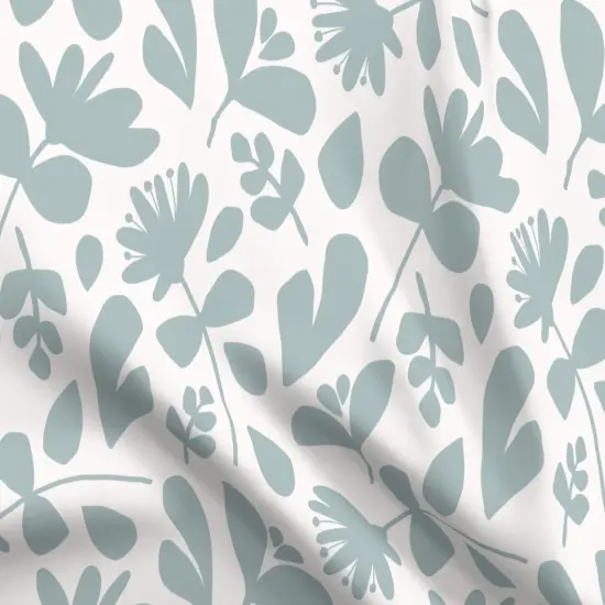 Various Fabrics by the Yard or Fat Quarter Duck Egg Blue Modern Floral Silhouette Pressed Flowers Botanical Boho Chic Large Scale Custom Printed Fabric by Spoonflower {5}