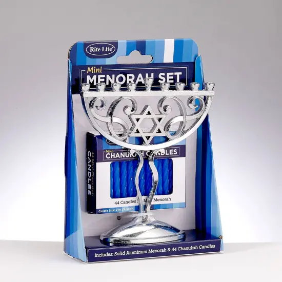 Rite Lite Silver Miniature Menorah Set with Candles 5.5 Inches {1}