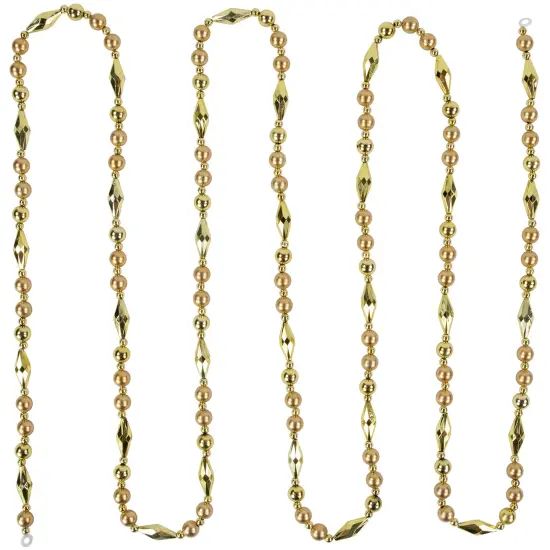 Northlight Shiny and Matte Beaded Christmas Garland - 9' x .5" - Gold - Unlit {1}