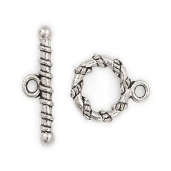JewelrySupply Clasp - Toggle 11mm Base Metal Antique Silver Plated (1-Pc) {1}