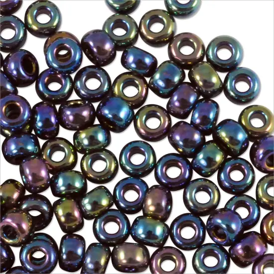 Miyuki Round Rocaille Seed Bead 8/0 Metallic Black AB {3}