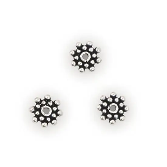 Bali Style Double Flat Flower Bead 6.5x1.5mm Sterling Silver {1}