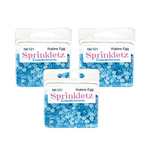 Buttons Galore Sprinkletz Embellishments for Crafts, Tiny Polymer Clay Shapes & Unique Designs - Robins Egg - 3 Pack {1}