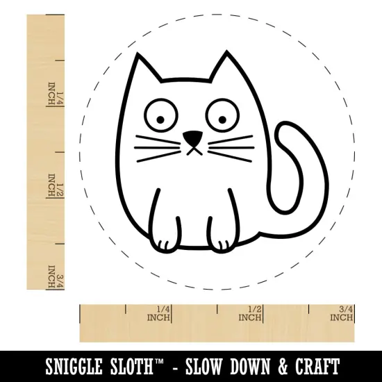 Wary Kitty Cat Rubber Stamp for Stamping Crafting Planners {1}