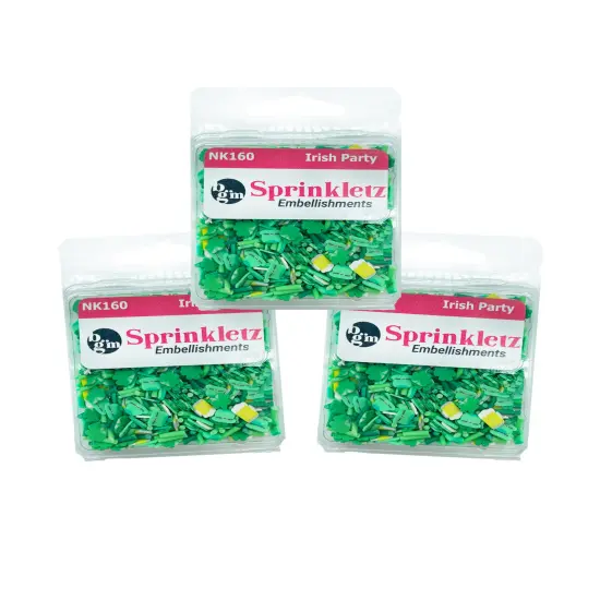 Buttons Galore Sprinkletz Embellishments for Crafts, Tiny Polymer Clay Shapes & Unique Designs - Irish Party- 3 Pack {1}