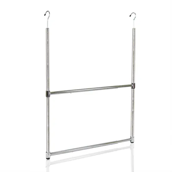 Oceanstar 2-Tier Portable Adjustable Closet Hanger Rod, Chrome Silver {5}