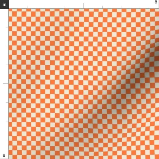 Various Fabrics by the Yard or Fat Quarter Bright Orange Bold Summer Checker Tangerine Checkerboard Small Scale Custom Printed Fabric by Spoonflower {4}