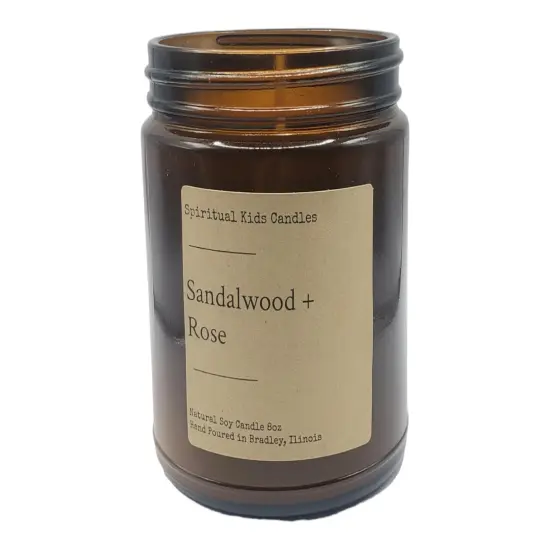 Sandalwood & Rose Soy Candle 8oz 35-40 Hours Hand Poured with All Natural Soy Wax and Fragrant/Essential Oils! {4}