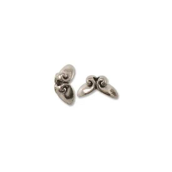 JewelrySupply Bead Cap - Scroll 11x6mm Pewter Antique Silver Plated (Package of 4) {1}