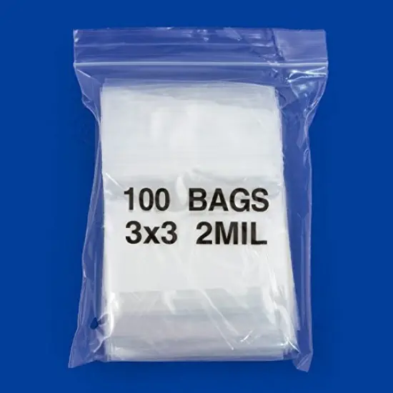 Clear Plastic Reclosable Zipper Bags 3x3 W/White Block (Package of 100) {3}