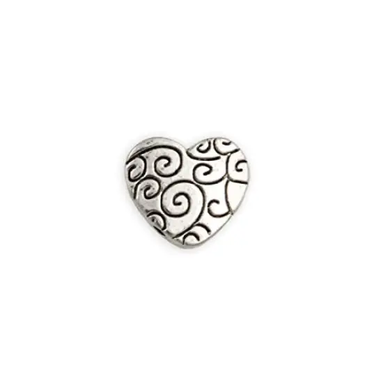 16mm Flat 2 Hole Pewter Swirl Heart Bead {1}