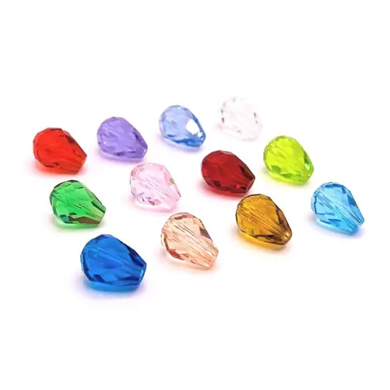 12 or 60 Pieces: 6x8 mm Teardrop Imitation Crystal Birthstone Bead Set {4}