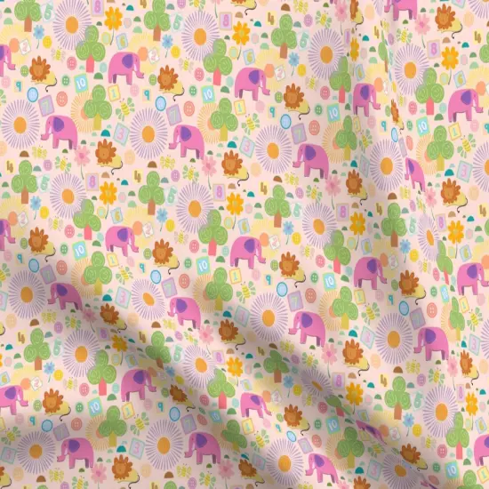 Various Fabrics by the Yard or Fat Quarter Nursery Small Scale Elephants Lions Flowers Whimsical Colorful Cute Custom Printed Fabric by Spoonflower {5}