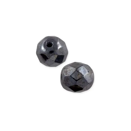 Czech Fire Polished Rounds 6mm Hematite (Package of 10) {1}