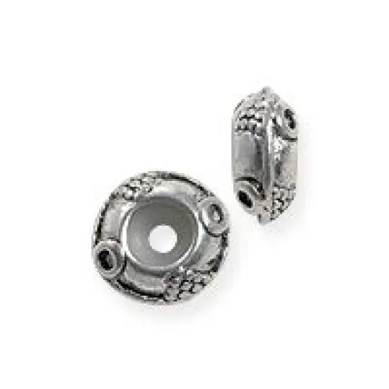 Bead Stopper with Circle Design 11x5mm Pewter Antique Silver Plated {2}