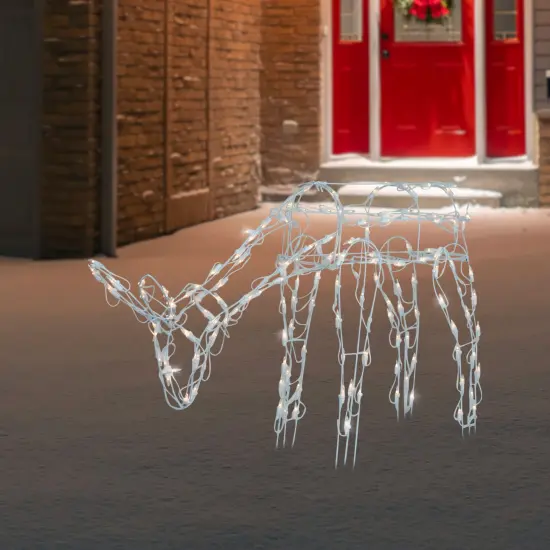 Northlight Lighted Feeding Reindeer Outdoor Christmas Decoration - 42" - White - Clear Lights {3}