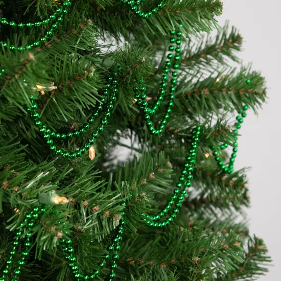 Northlight Shiny Metallic Beaded Christmas Garland - 15' x .25" - Emerald Green - Unlit {3}