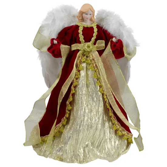 Northlight 14" Red and Gold Traditional Angel Christmas Tree Topper - Unlit {1}