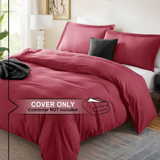 Nestl Double Brushed Microfiber Duvet Cover Set Burgundy Red {2}