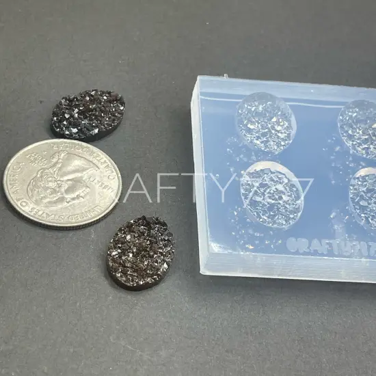 Oval Druzy Earring Silicone Mold {2}