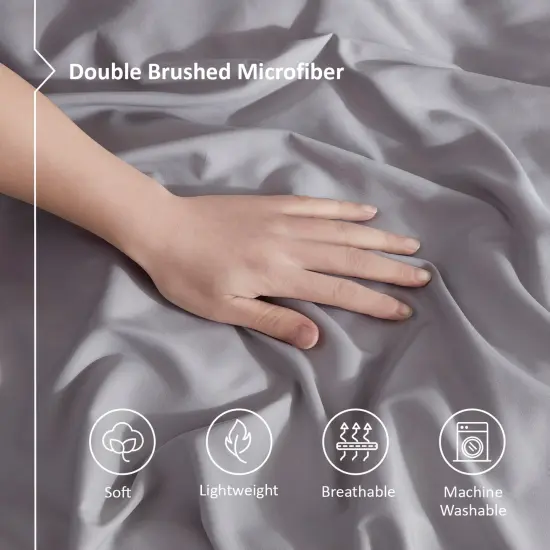 Nestl Double Brushed Microfiber Duvet Cover Set Gray Lavender {4}