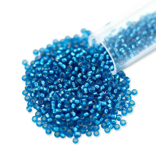 Miyuki Round Rocaille Seed Bead 15/0 Silver Lined Peacock Blue {1}