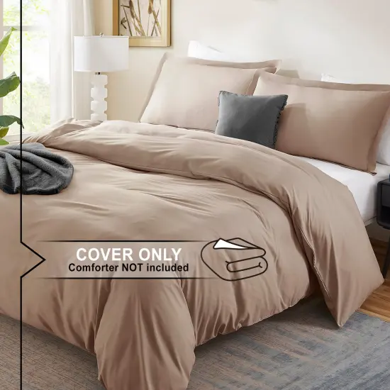 Nestl Double Brushed Microfiber Duvet Cover Set Taupe {2}