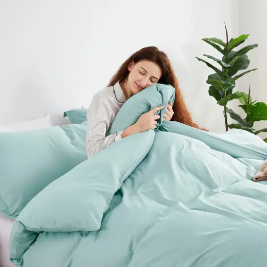 Nestl Double Brushed Microfiber Duvet Cover Set Light Blue {3}