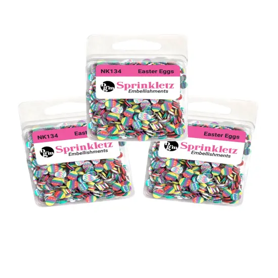 Buttons Galore Sprinkletz Embellishments for Crafts, Tiny Polymer Clay Shapes & Unique Designs -Easter Eggs - 3 Pack {1}