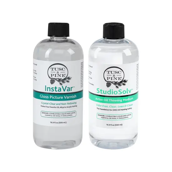Tusc & Pine InstaVar & StudioSolv Bundle - Archival Quality Varnish & Odor-Free Solvent for Oils, Alkyds, Acrylics, & More! {1}