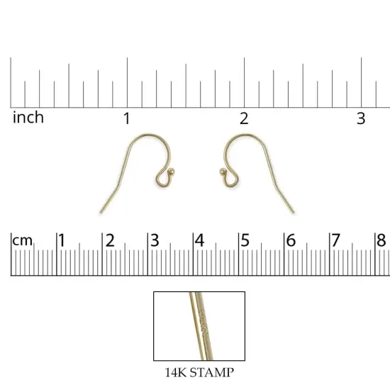 JewelrySupply 14k Yellow Gold Ball 20mm Shepherd Hook Ear Wires (1 Pair of 14KT Gold Earrings) {2}